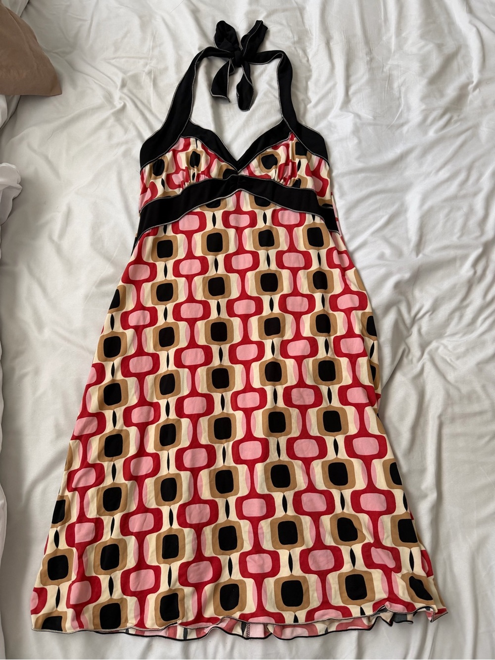Y2K Vintage Women’s Halter Geometric Print Dress